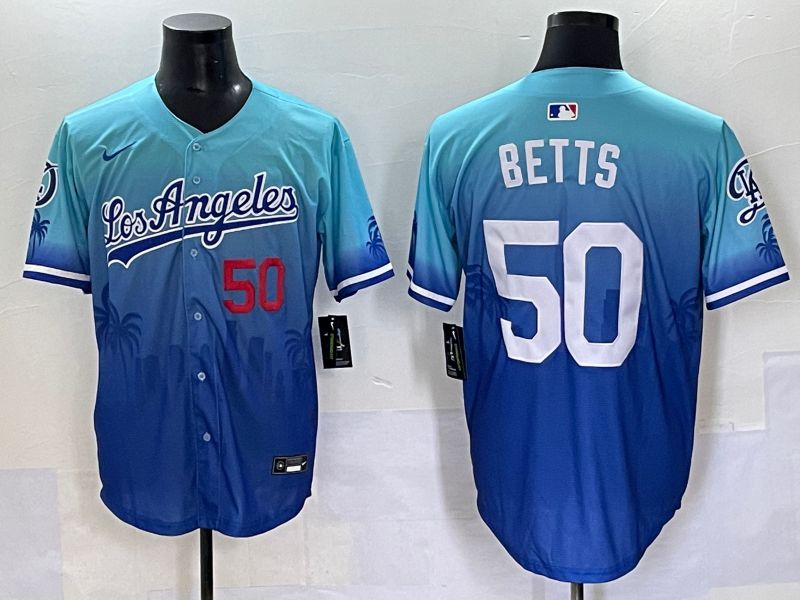Men 2025 Los Angeles Dodgers #50 Betts Blue Nike MLB Jersey Daoqite style 3